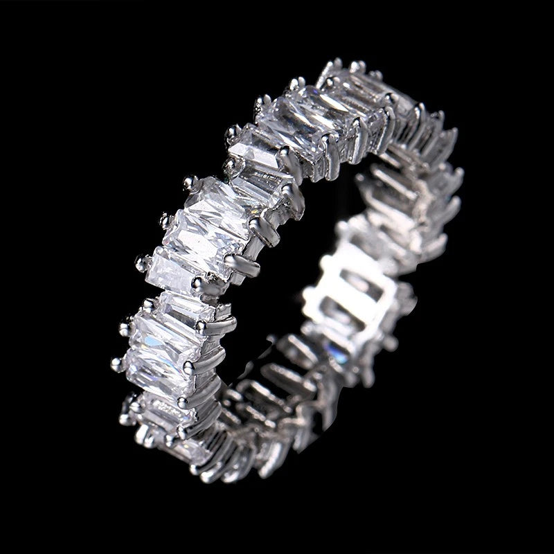 925 Sterling Silver Emerald Cut Eternity Ring