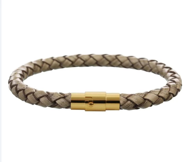 Stainless Steel Genuine Leather Bracelet