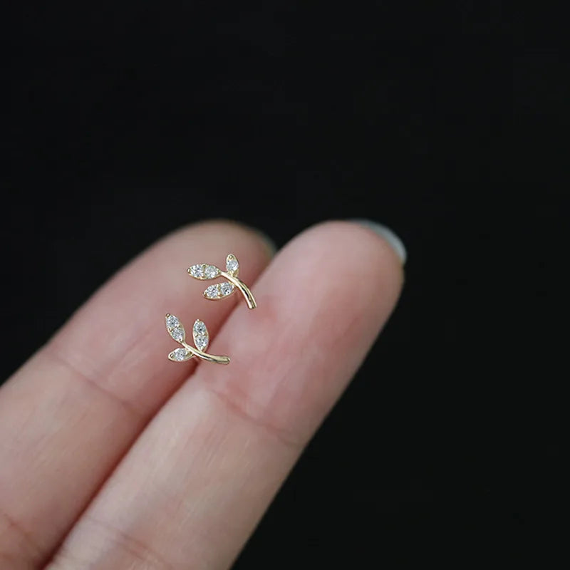 Silver Needle Cubic Zirconia Stud Earrings