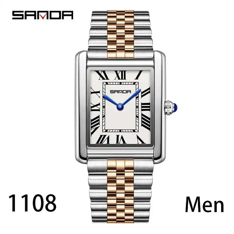 SANDA Couple Tank Quartz Watch - Waterproof Square Dial Set