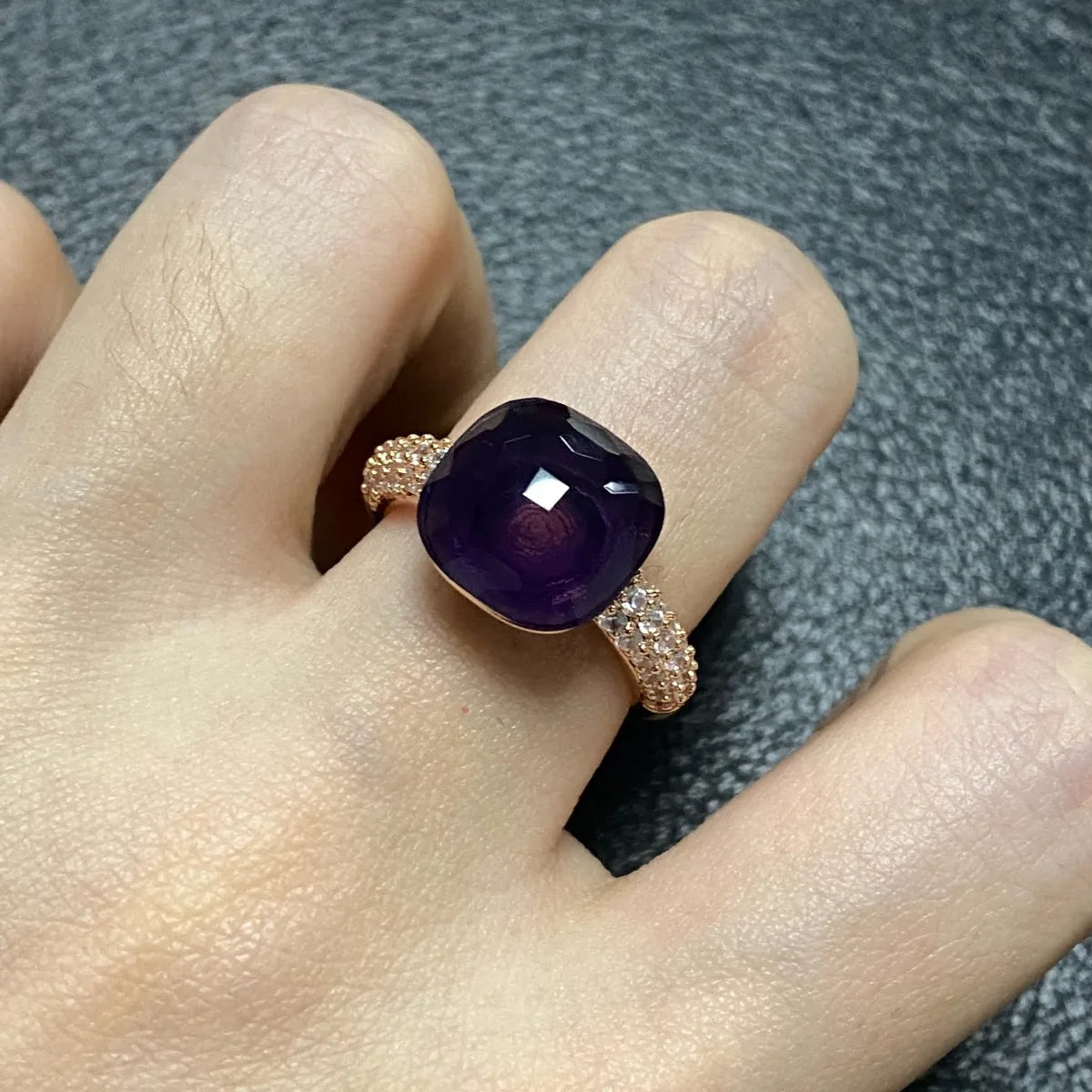 12.6mm Pink Crystal Candy Ring