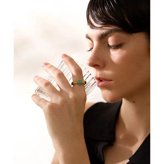 316L Stainless Steel Agate Vintage Ring