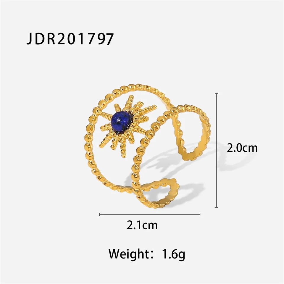 Waterproof Natural Stone Stainless Steel Ring