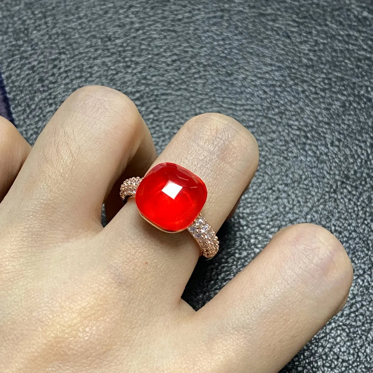 12.6mm Pink Crystal Candy Ring