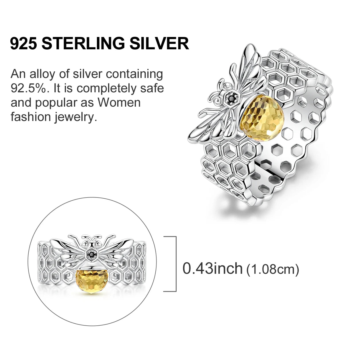 Blue Zircon Star & Moon Ring - 925 Sterling Silver Design
