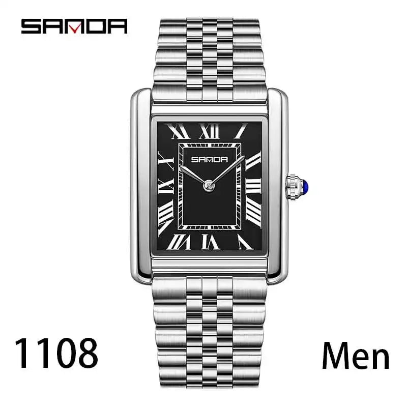 SANDA Couple Tank Quartz Watch - Waterproof Square Dial Set