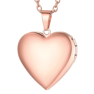 Custom Photo Heart Locket Necklace - Rose Embossed Memorial Jewelry