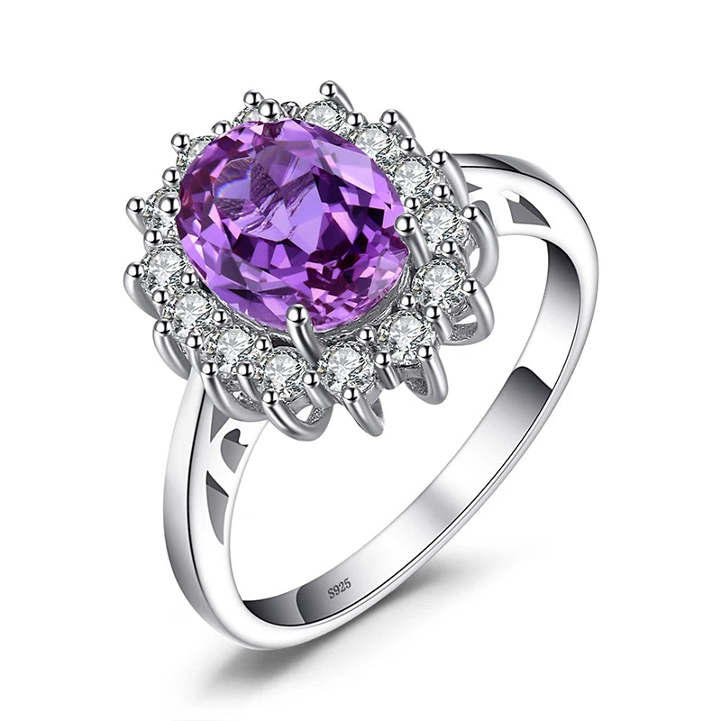 925 Sterling Silver Princess Diana Sapphire Ring
