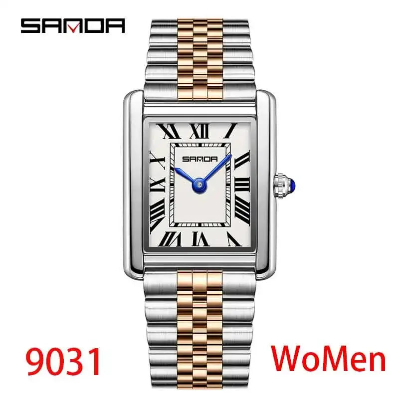 SANDA Couple Tank Quartz Watch - Waterproof Square Dial Set