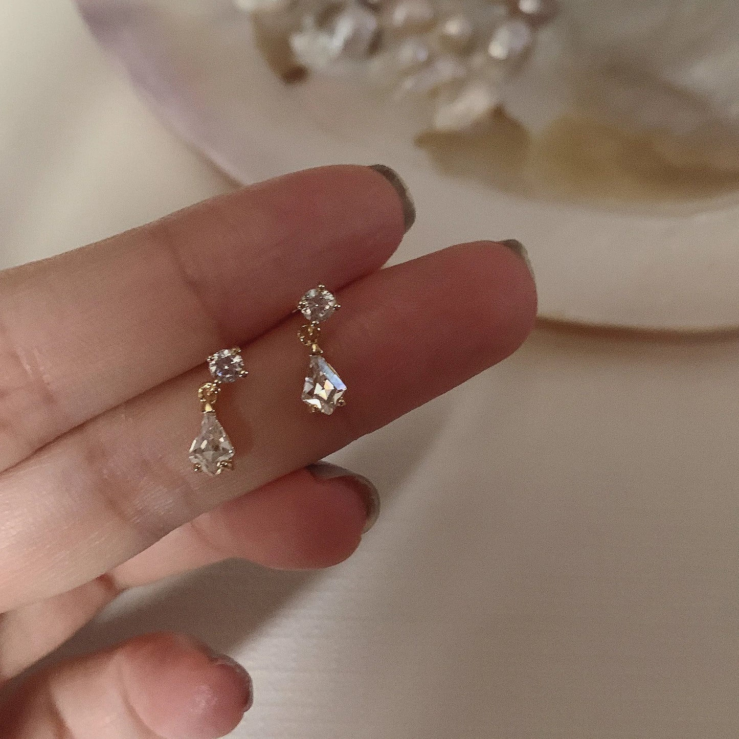 Silver Needle Cubic Zirconia Stud Earrings