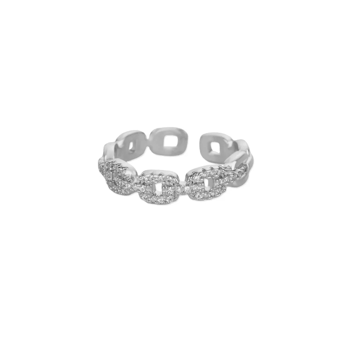 Gold Tone Zircon Geometric Open Ring