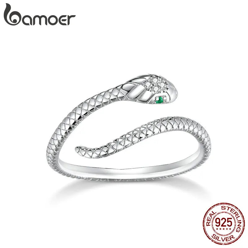 925 Sterling Silver Snake Adjustable Ring
