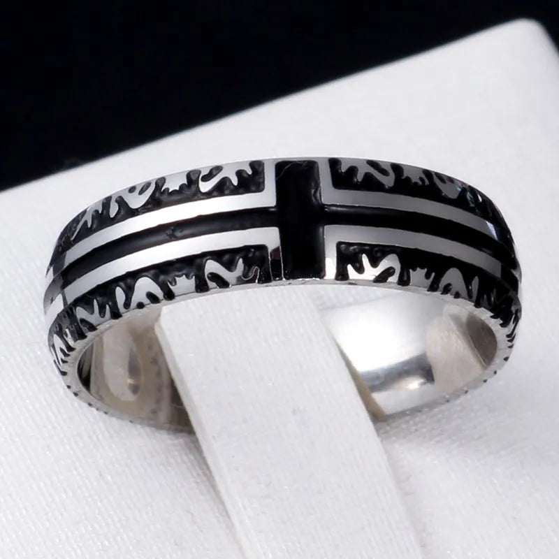 Titanium Steel Christian Cross Bible Ring