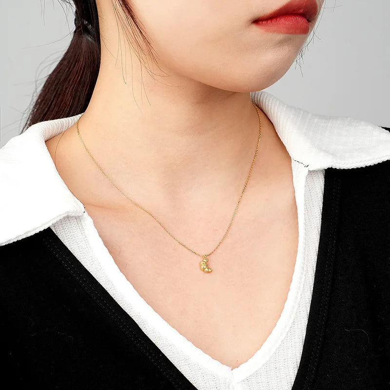Minimalist 925 Sterling Silver Croissant Pendant Necklace - Elegant Everyday Chain