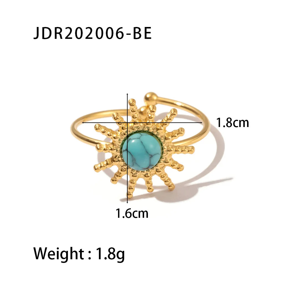 Waterproof Natural Stone Stainless Steel Ring