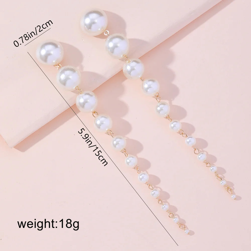 Elegant Pearl Tassel Drop Earrings