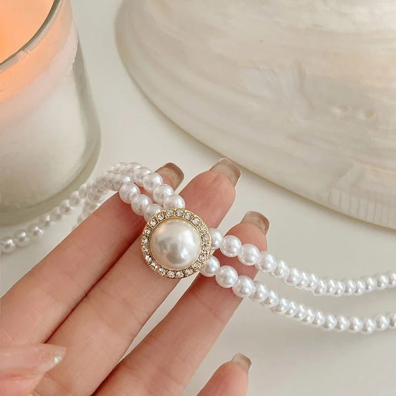 Elegant Pearl Necklace, Earrings & Ring Set - Bridal Crystal Jewelry