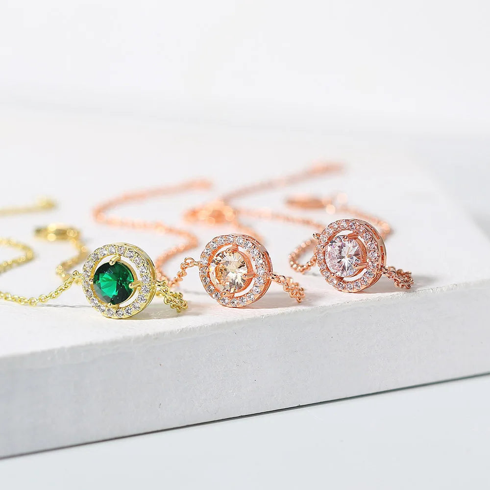 Rose Gold Cubic Zirconia Charm Bracelet