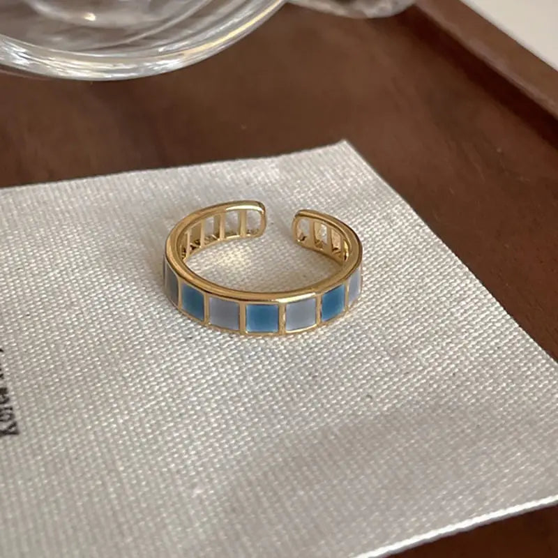 Colorful Drip Glaze Geometric Open Ring