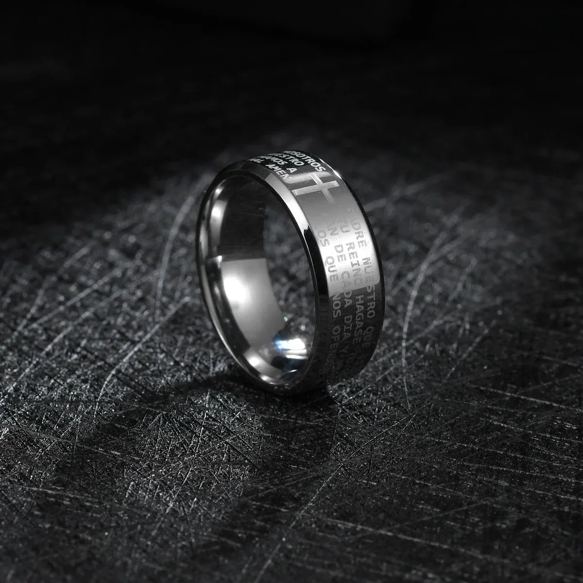 Titanium Steel Christian Cross Bible Ring