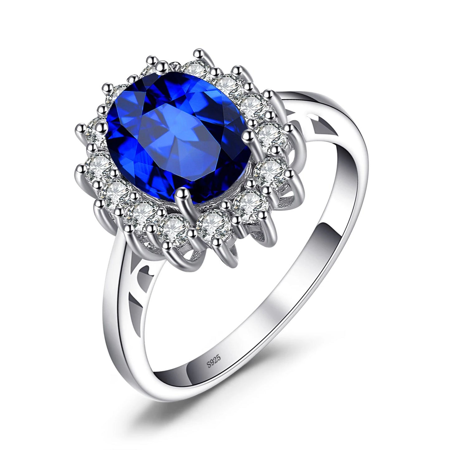 925 Sterling Silver Princess Diana Sapphire Ring
