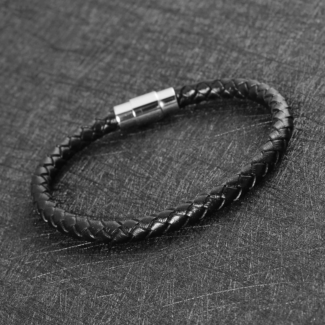 Stainless Steel Genuine Leather Bracelet