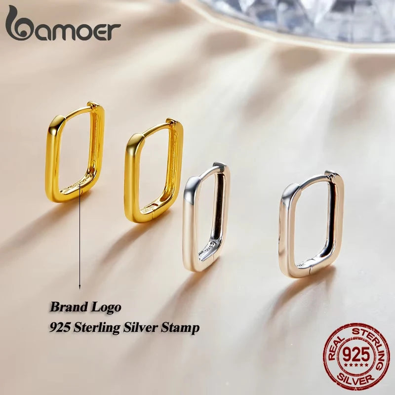 925 Sterling Silver Square Buckle Earrings