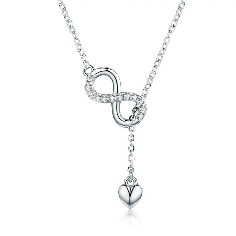 BAMOER 925 Sterling Silver Infinity Love Necklace - Romantic Pendant