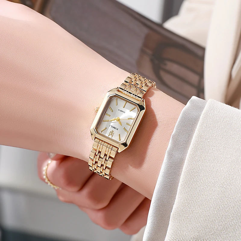 Square Quartz Women's Watch - Stainless Steel Fashion Wristwatch