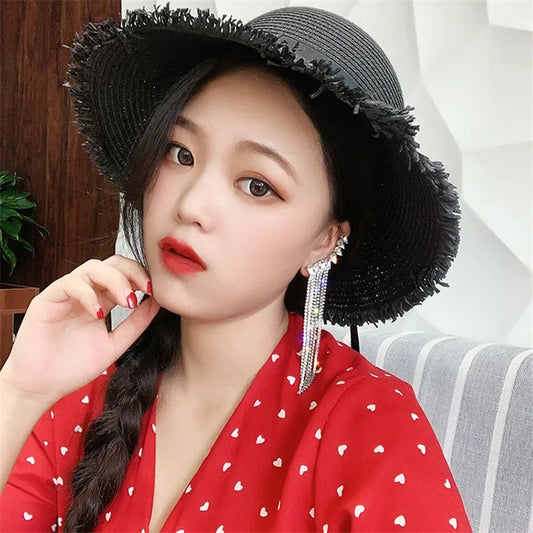 Rhinestone Water Drop Tassel Earrings