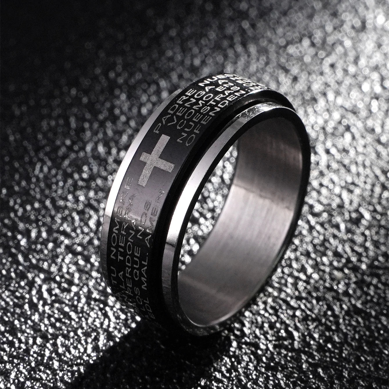 Titanium Steel Christian Cross Bible Ring