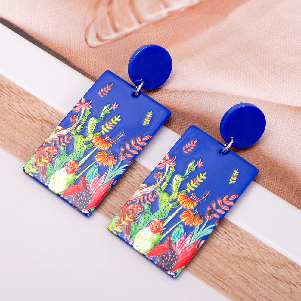 Acrylic White Flower Statement Earrings