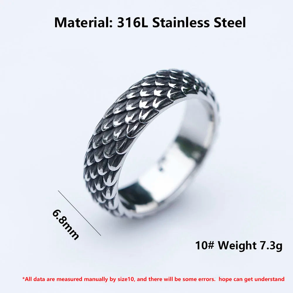 316L Stainless Steel Viking Dragon Ring