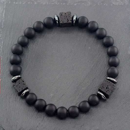 Volcanic Lava Stone Chain Bracelet