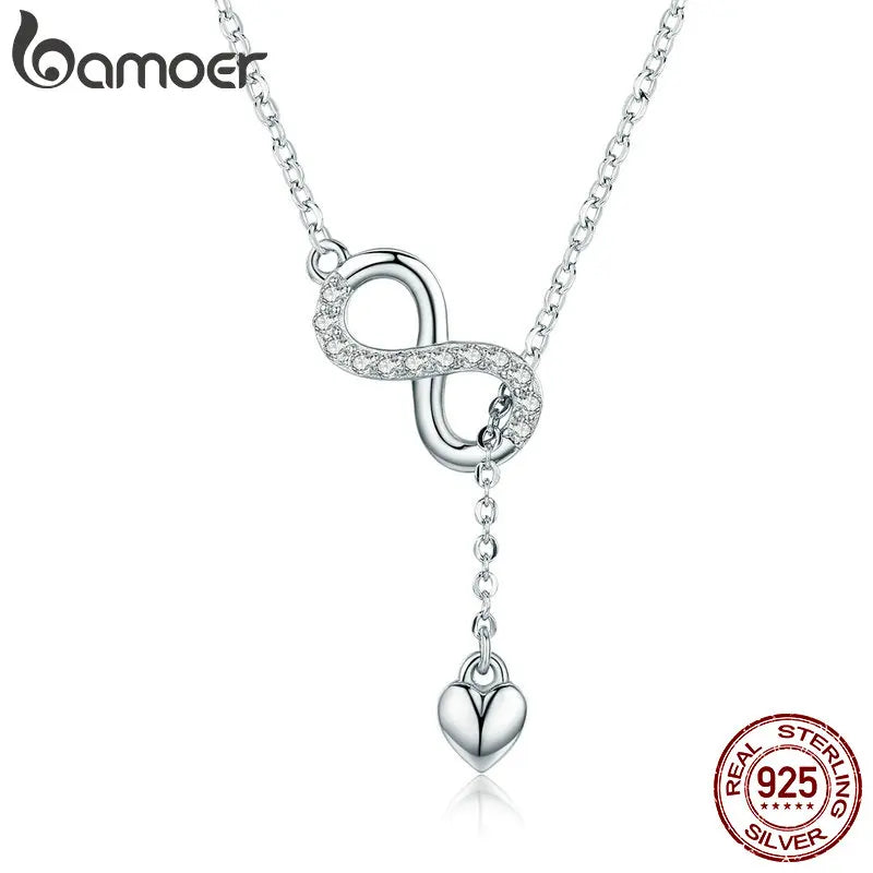 BAMOER 925 Sterling Silver Infinity Love Necklace - Romantic Pendant
