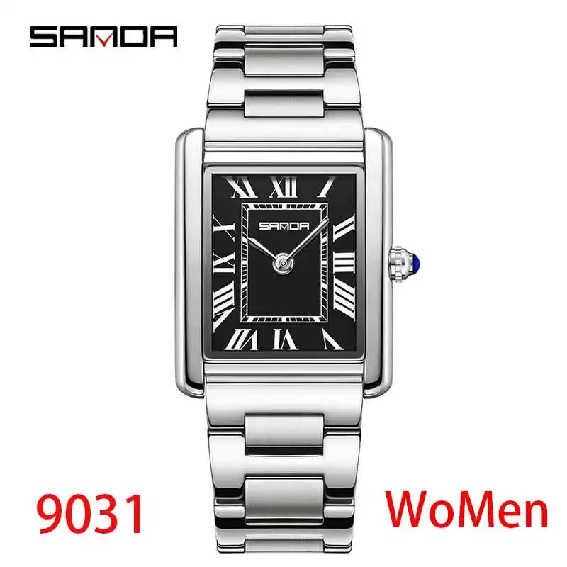 SANDA Couple Tank Quartz Watch - Waterproof Square Dial Set