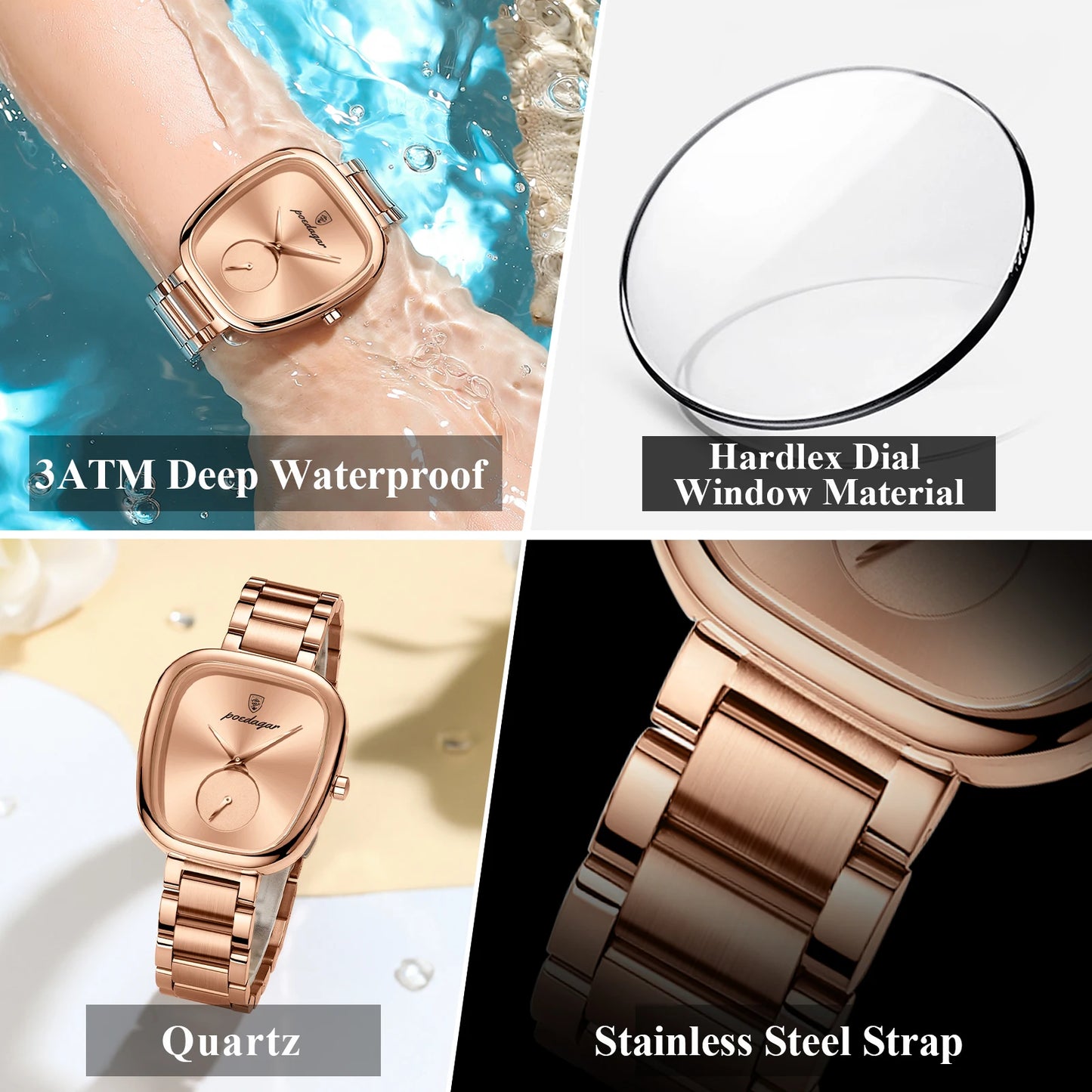 POEDAGAR Waterproof Women's Quartz Watch - Stainless Steel Elegance