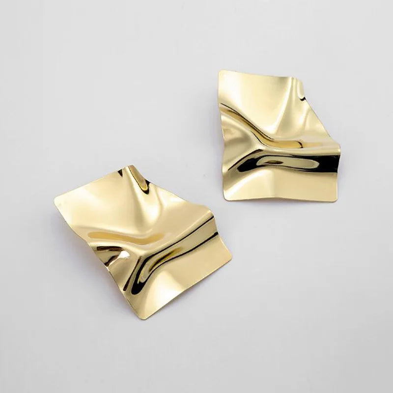 Geometric Fold Statement Stud Earrings