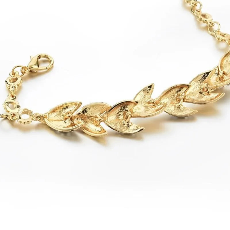 Crystal Braided Feather Charm Bracelet