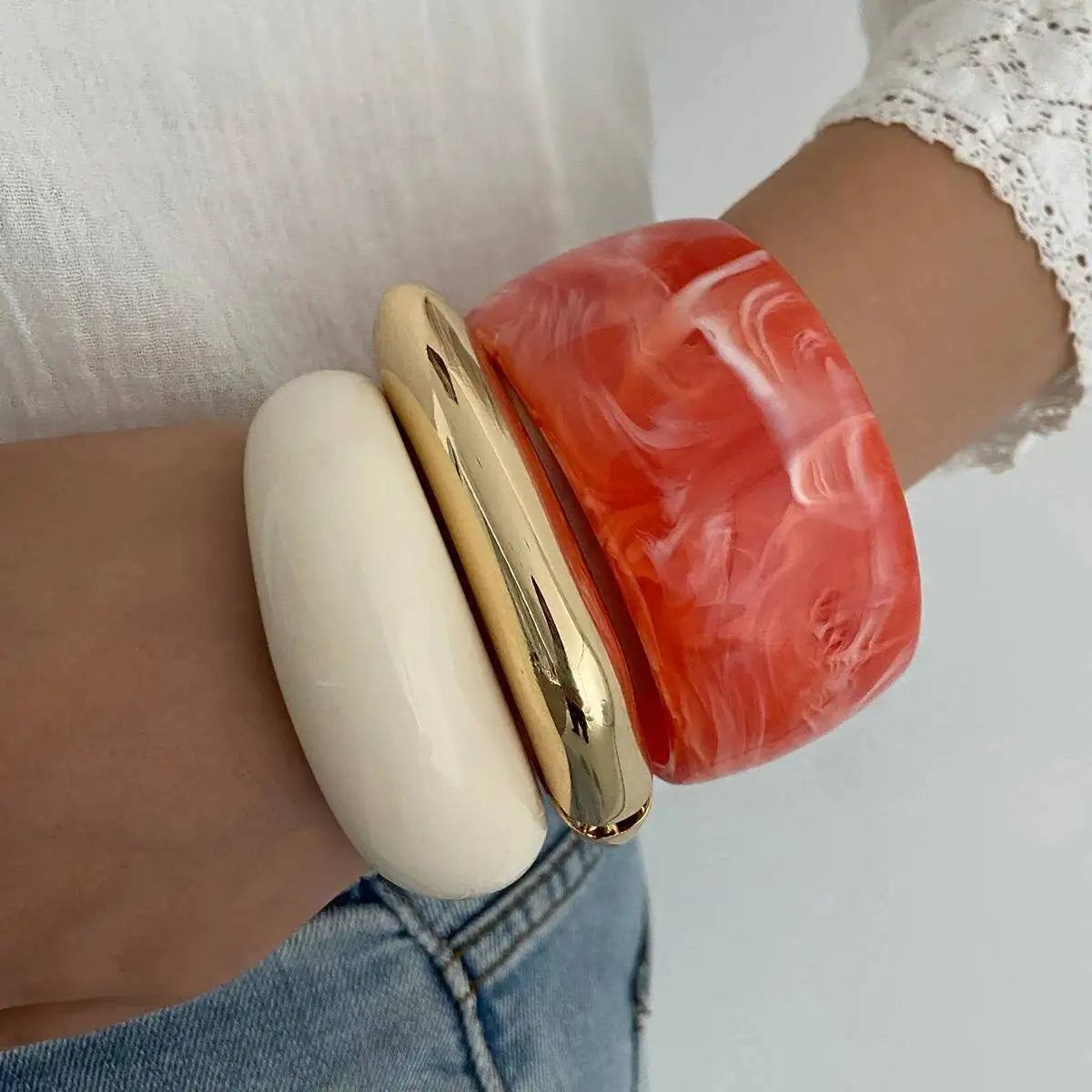 Acrylic Resin Boho Bangle Bracelet