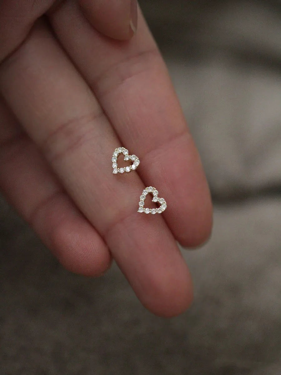 Silver Needle Cubic Zirconia Stud Earrings