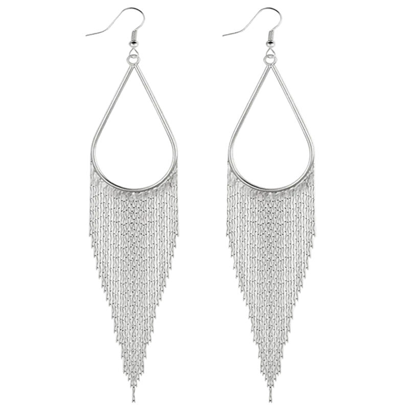 Baroque Water Drop Tassel Dangle Earrings
