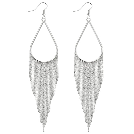Baroque Water Drop Tassel Dangle Earrings
