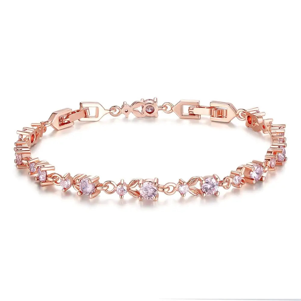 Rose Gold Crystal Chain Link Chain Bracelet