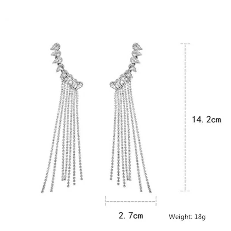 Rhinestone Water Drop Tassel Earrings