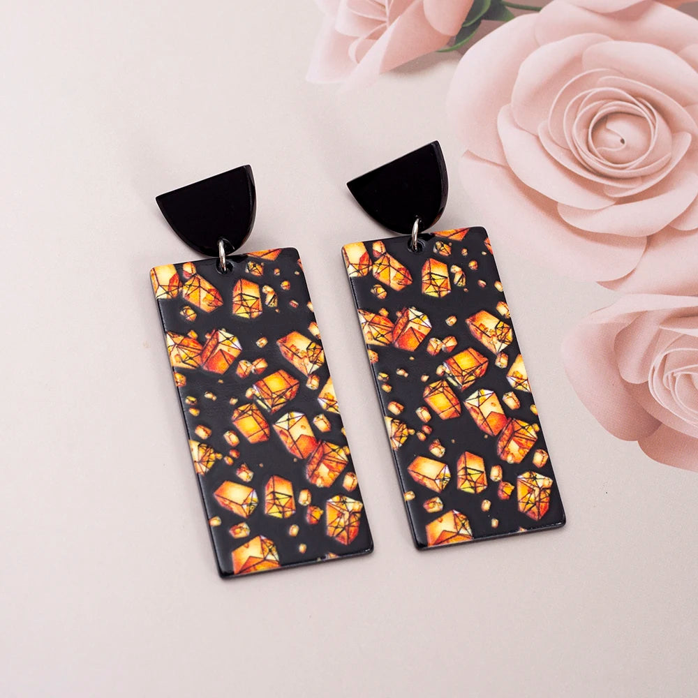 Acrylic White Flower Statement Earrings