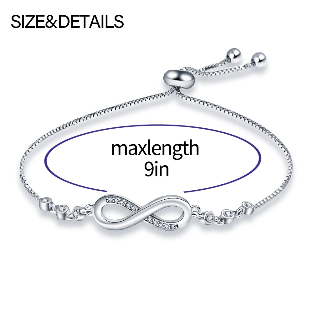 925 Sterling Silver Infinity Moon Bracelet