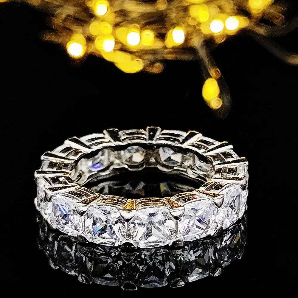 925 Sterling Silver Emerald Cut Eternity Ring