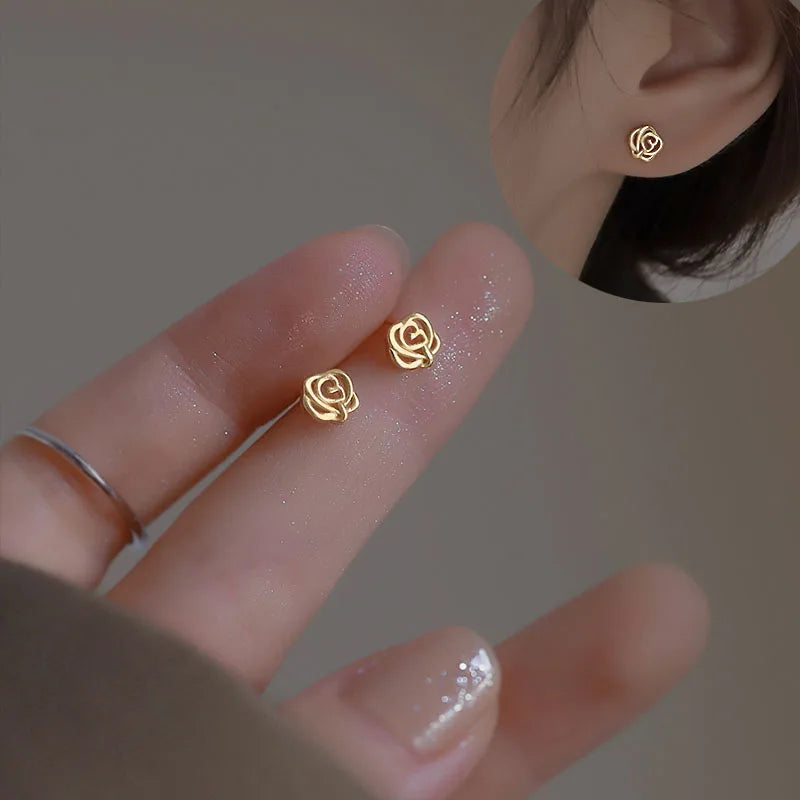 Silver Needle Cubic Zirconia Stud Earrings