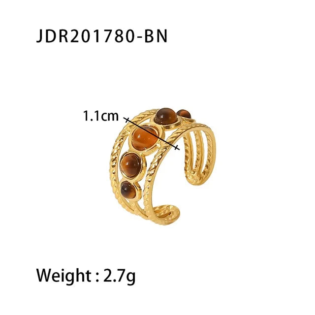 Waterproof Natural Stone Stainless Steel Ring